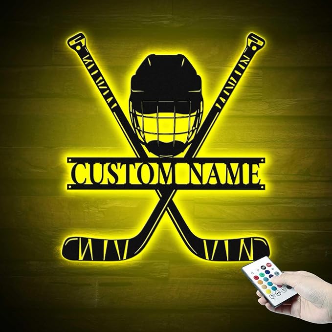 Personalized Field Hockey Wall Sign – Custom LED Name Light with Sticks & Ball, Neon Sign for Girls Room, Locker Room, Sports Fans, Team Gifts, Hockey Décor-Ruum Studio Home