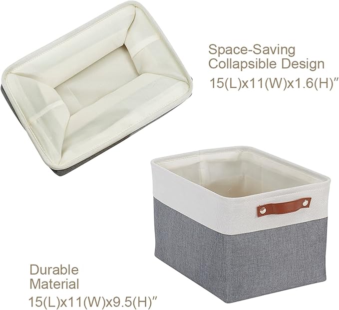 DECOMOMO Storage Bins Fabric Storage Baskets for Shelves, Linen Closet Organization Toys Nursery (Slate Grey and White, Large - 4 Pack)-Ruum Studio Home