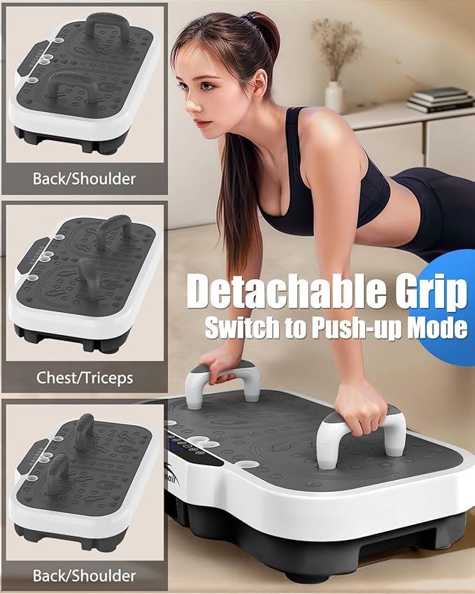 Vibration Plate Exercise Machine, 8000 Vibrations/min Adjustable Fitness Platform, 400 Lbs Capacity Whole Body Workout Extra Large Size Platform with Bluetooth for Weight Loss, Women & Men-Ruum Studio Home