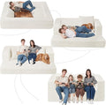 Folding Bean Bag Chair for Adults,3-in-1 Bean Bag Couch Faux Fur Floor Sofa Large Beanbag Convertible Bean Bag Sofa Bed with Pillow in Bedroom,Living Room,Apartment(Queen,Milky White)-Ruum Studio Home