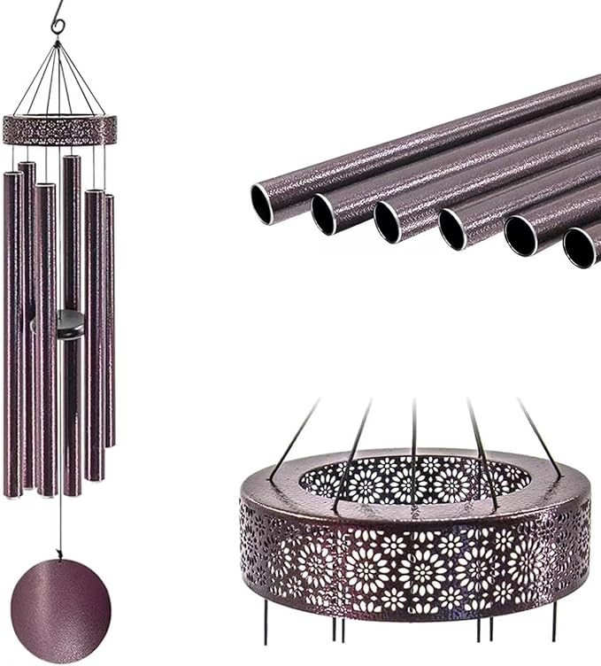 Large Wind Chimes with 6 Heavy Tubes for Outside Deep Tone - 48" Wind Chimes Outdoor Clearance, Deep Tone, Windchimes Outdoors, Memorial, Sympathy Gift, Garden Patio Yard, Home Decorate-Bronze-Ruum Studio Home