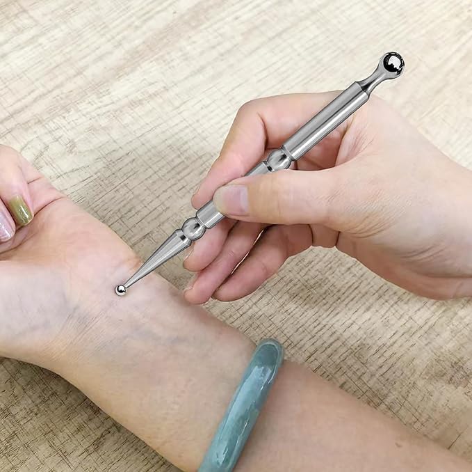 BYYDDIY Stainless Steel Dual Head Facial Reflexology Tools,Ear Massage Tool,Body Point Probe Pen &Trigger Point Massager Tool for Deep Tissue (P-S)-Ruum Studio Home