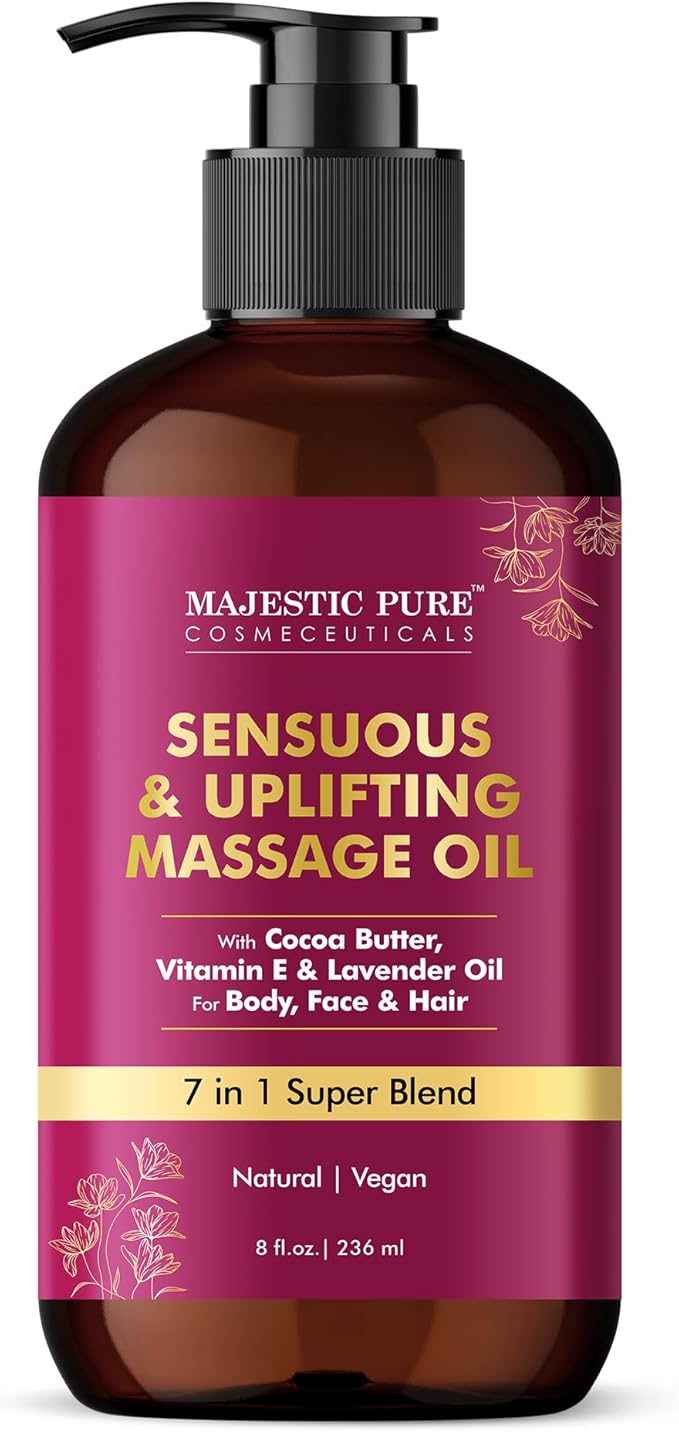 MAJESTIC PURE Cocoa Massage Oil for Massage Therapy - Refreshing, and Relaxing - Natural Oils with Cocoa Butter, Vitamin E & Lavender Oil - for All Skin Types - Men and Women - 8 fl oz-Ruum Studio Home