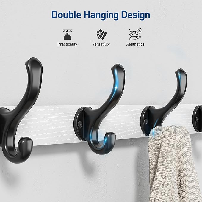 Tatub 20" Rustic Coat Rack Wall Mount with Shelf, Wall Hooks with Shelf, Heavy Duty Entryway Organizer Hangers for Hanging, Hat, Bag, Jacket for Bathroom, Living Room, Bedroom, White-Ruum Studio Home