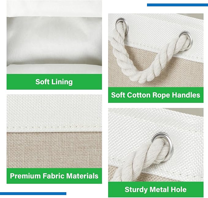 Bidtakay Small Baskets Fabric Storage Baskets for Organizing 3-Pack 12x8x5 Inch Collapsible Storage Bins for Shelves Canvas Bins for Closet Organization Baskets Storage Linen Closet S-White&Beige-Ruum Studio Home