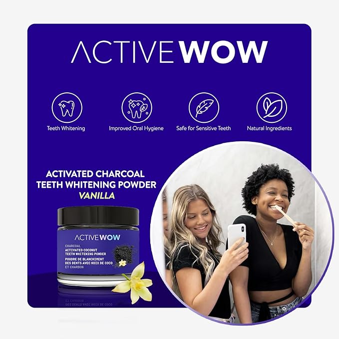Active Wow Activated Coconut Powder – Whitening Toothpaste Powder, Fluoride-Free, Sulfate & Paraben-Free, Vanilla Flavor-Ruum Studio Home