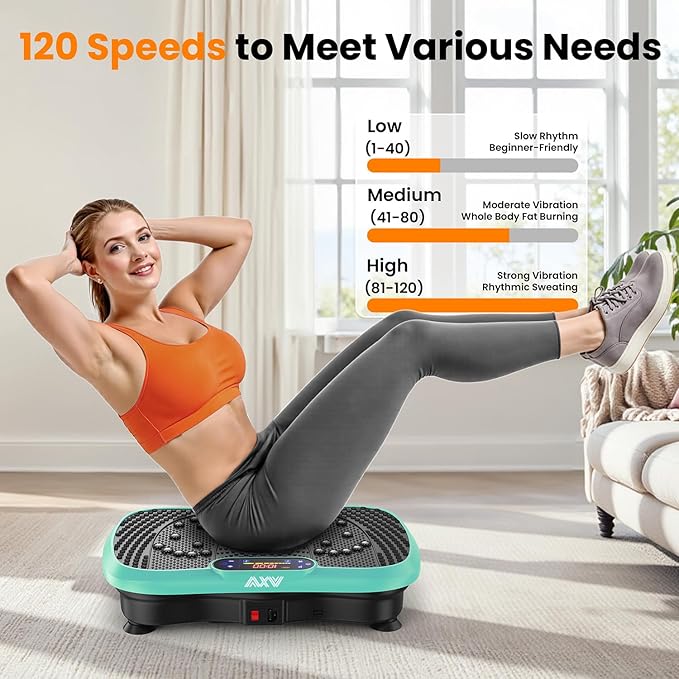 AXV Vibration Plate Fitness Platform Exercise Machine Vibrating Lymphatic Drainage Shaking Full Body Shaker Workout Vibrate Stand Shake Board Sport Gym for Weight Loss Fat Burner for Women Men-Ruum Studio Home