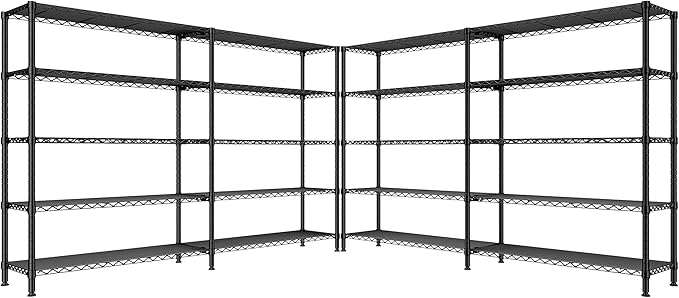 REIBII 70" W Storage Shelves Heavy Duty Load 1600LBS, Metal Shelving 5-Tier Wire Shelving Unit Metal Shelves for Storage Adjustable Shelving Rack for Pantry Kitchen 70" W*15.8" D*72.4" H, 2 Pack-Ruum Studio Home
