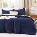 Litanika Navy Blue Twin/Twin XL Comforter Set, 2 Pieces Lightweight Solid Bedding Comforter Set, All Season Fluffy Bed Set (66x90In Comforter & 1 Pillowcase)-Ruum Studio Home
