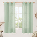 LAMIT Fresh Green Linen Sheer Curtains 63 Inch Length for Bedroom, Light Filtering Panels with Bronze Grommet for Living Room Faux Linen Textured Spring Decor Drapes, 2 Panels, 34 X 63 Inch-Ruum Studio Home