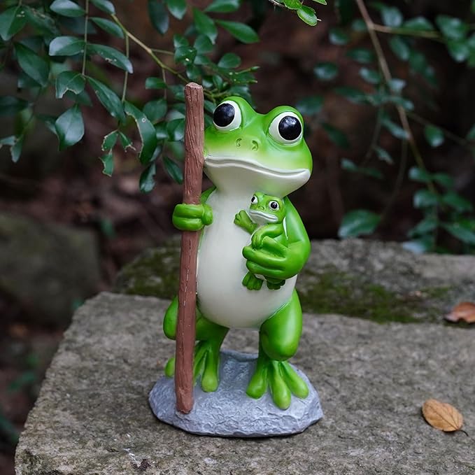 Frog Statue Garden Decor, Resin Mother and Baby Frog Figurines Outdoor Decorations, Frog Decor for Yard Art Porch Lawn Ornaments, Unique Housewarming Gifts-Ruum Studio Home