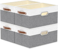 Yawinhe Foldable Storage Baskets for Shelves, Fabric Closet Organizers, Bins with 3 Handles, Cubes for Clothes, White/Grey, 15''Lx9.8''Wx8.3''H, 4-Pack-Ruum Studio Home
