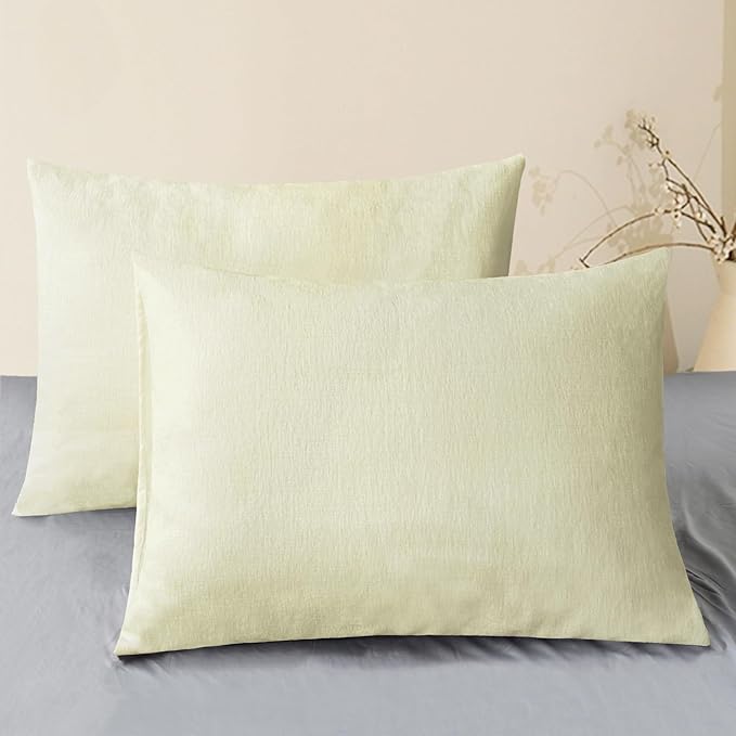 CaliTime Throw Pillow Covers Decorative 20 X 26 Inches Pack of 2 Cozy Chenille Standard Pillow Shams Cases for Couch Sofa Bed Living Room Home Beige-Ruum Studio Home