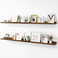 Picture Ledge Shelf, Wood Long Floating Shelves for Wall, Set of 2, 56 inch Picture Ledge Shelves, Photo Ledge Nursery Book Shelves Wall Mounted for Living Room Kids' Room Bedroom, Color Walnut-Ruum Studio Home