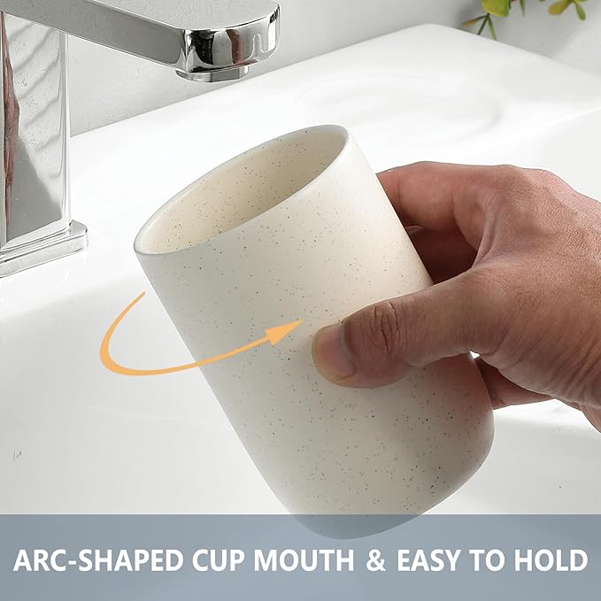 Toothbrush Holder for Bathrooms - 1 Cup Ceramic Toothbrush Toothpaste Holder, Beige Bathroom Tumbler Cup Reusable Toothbrush Mouthwash Cup, Bathroom Counter Organizer-Ruum Studio Home