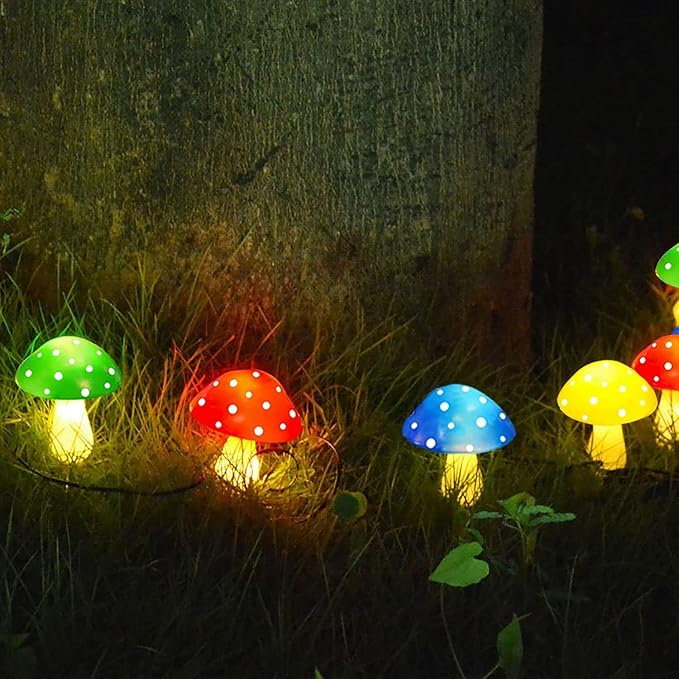 8-Pack Solar Mushroom Lights for Garden Decor, 8 Modes Waterproof Outdoor Garden Mushroom Lamp, Multi-Colored Solar LED Fairy Lights for Christmas Halloween Yard Lawn-Ruum Studio Home