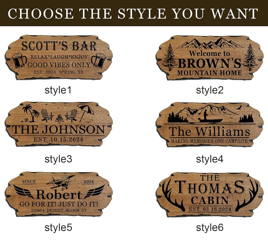Personalized Cabin Sign - Rustic Wood Welcome Sign for Outdoor & Home Wall Decor - Customizable Farmhouse Decor, Backyard Sign & 3D Carving Wood Sign.3D carved decorative wooden plaques.-Ruum Studio Home