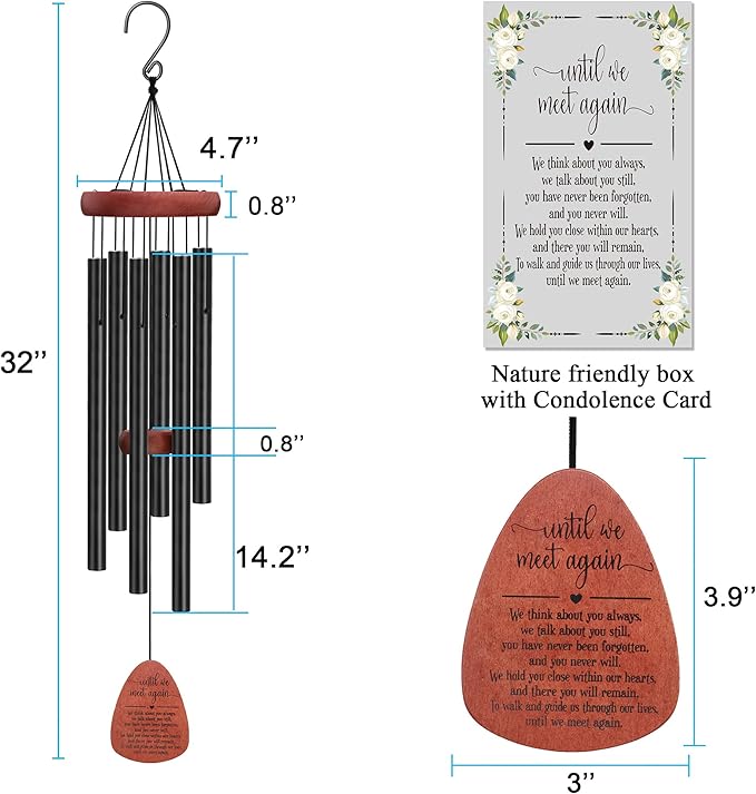 Memgift Memorial Wind Chime for Outside - Sympathy Gift for Loss of Loved One, Outdoor Keepsake in Memory of Family, Weather-Resistant Garden Decor-Ruum Studio Home