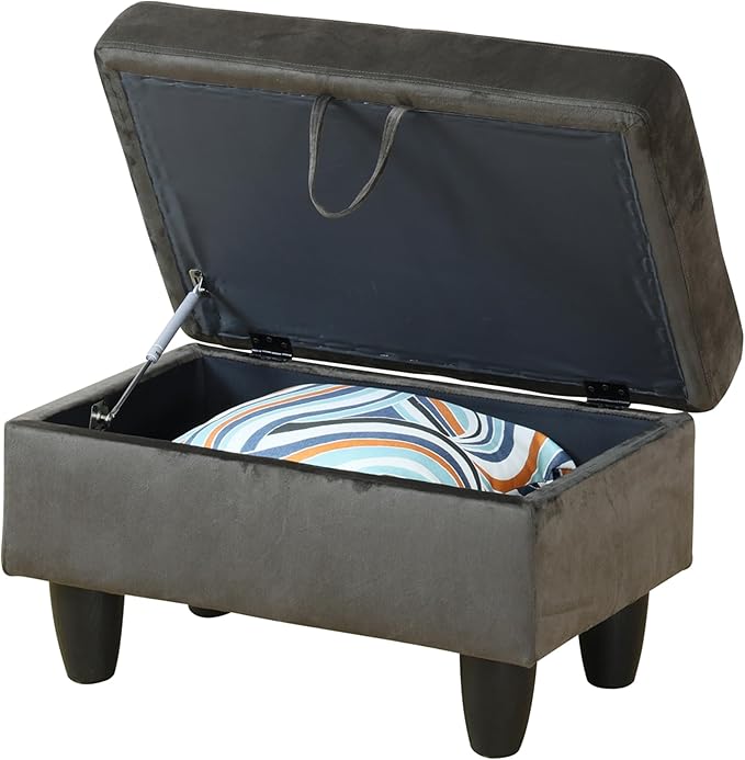Ottoman Rectangular Storage Ottoman Bench, Flannel Footrest Stool Footstool with Lid for Living Room, Bedroom, Entryway, Brown, 28.5"x19"x17.5"-Ruum Studio Home