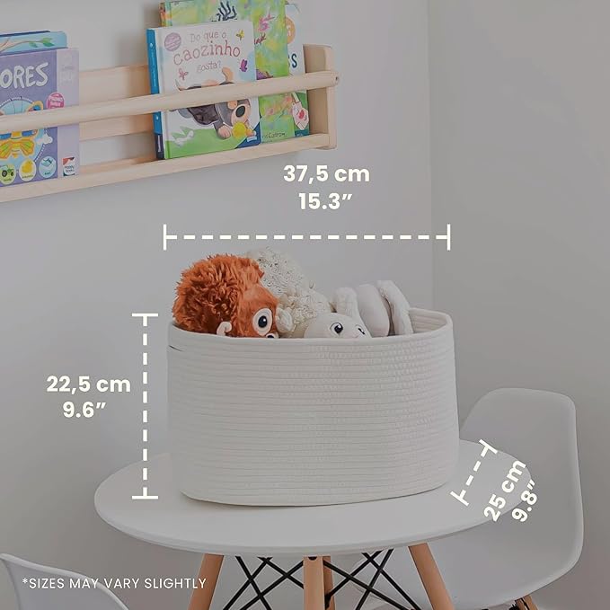 OrganiHaus Set of 3 Woven Storage Baskets for Organizing, Cotton Rope Organizer Bins for Shelves, Closet & Nursery, Dog Toy Basket, Decorative Bins for Toys, Towels & Books - 15x10x9, Off-White-Ruum Studio Home