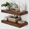 Heimlove 12" Deep Floating Shelves for Wall, 24 Inch Wall Shelf Bathroom Shelves Set of 2, Wall Mounted Shelves for Books Living Room Laundry Room Bedroom Kitchen Home Office, Rustic Brown-Ruum Studio Home
