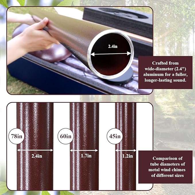 ASTARIN Extra Large Wind Chimes Outside, 2.4in Tubes Metal Handcrafted WindChimes with Deep Tone, Harmonic Deep Sound Outdoor Chimes,Outdoor Bass Bell Chime for Patio,Garden Yard Decoration,78" Bronze-Ruum Studio Home