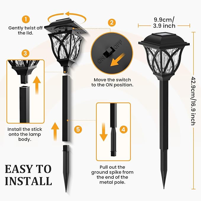 GIGALUMI Solar Lights Outdoor Waterproof, 8 Pack LED Solar Garden Lights, Outdoor Decorations, Garden Decor for Yard, Patio, Landscape, Planter, Walkway (Warm White)-Ruum Studio Home