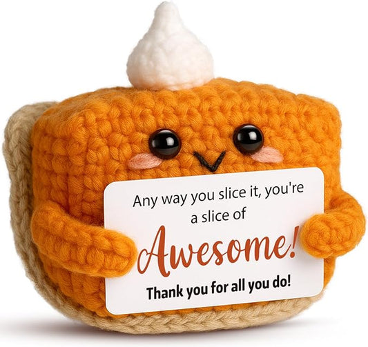 Crochet Pumpkin Pie – Fall Decor Handmade Knitted Mini Thank You Gift, Cute Appreciation Gift for Women, Daughter, Grandma Teacher, Coworker, Employee, Volunteer, Thanksgiving Desk Decor-Ruum Studio Home