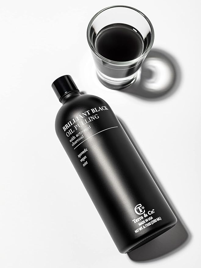 Terra & Co.® Brilliant Black® Oil Pulling Mouthwash | Natural Oil Rinse with Vitamin E for Strong Gums & Healthy Teeth | Fluoride-Free, Made in USA | 6.75 oz-Ruum Studio Home