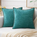 MIULEE Pack of 2 Couch Throw Pillow Covers 20x20 Inch Teal Farmhouse Decorative Pillow Covers with Stitched Edge Soft Chenille Solid Dyed Spring Pillow Covers for Sofa Bed Living Room-Ruum Studio Home