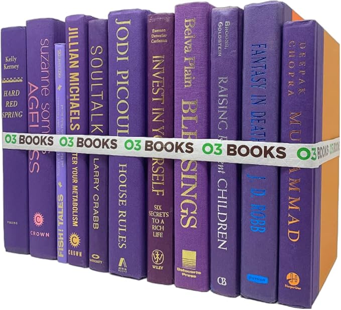 Curated Decorative Books Hardcover Décor Books for Home Décor, Choose Color, Interior Design, Office, Wedding Display, Instant Library, or Staging (One Foot, Purple)-Ruum Studio Home