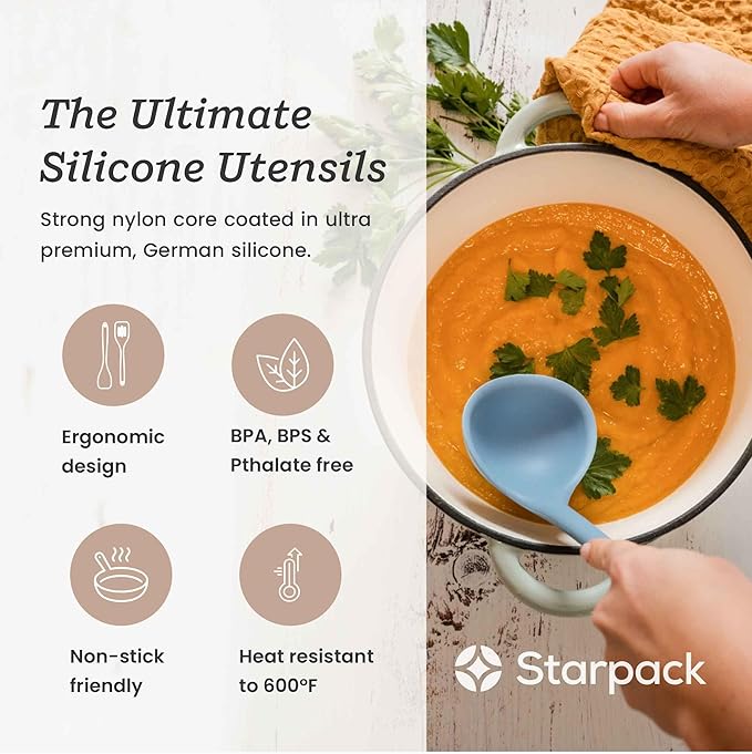 Starpack 'Stir & Serve' Silicone Cooking Utensils Set (5 Pcs) - Kitchen Utensil Set Heat Resistant to 600°F - Kitchen Utensils for Nonstick Cookware - Silicone Utensil Set for Mixing & Cooking-Ruum Studio Home