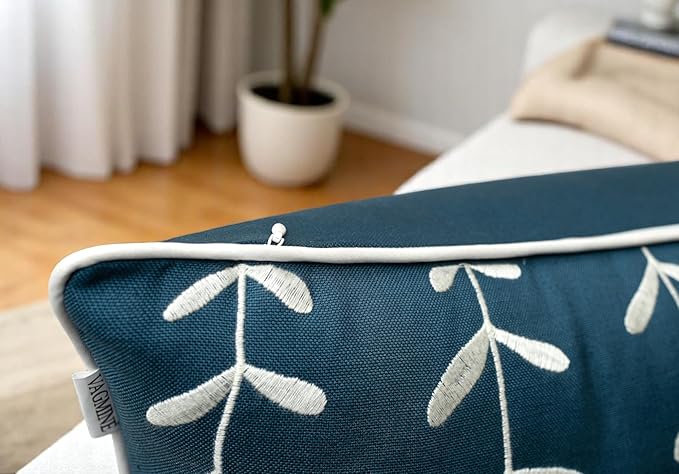 VAGMINE Embroidered Lollipop Pillow Cover - 20x20 Inches Square - 100% Cotton Teal Decorative Cushion Cover - Subtle Modern Pattern - Vibrant Accent for Sofa, Bed, Chair, Living Room-Ruum Studio Home