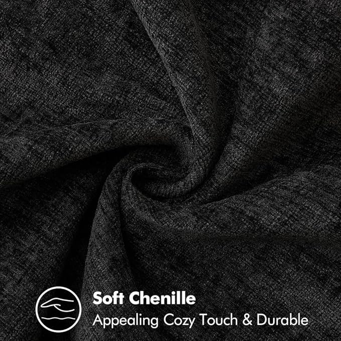 MIULEE Pack of 2 Couch Throw Pillow Covers 16x16 Inch Black Farmhouse Decorative Pillow Covers with Stitched Edge Soft Chenille Solid Dyed Spring Pillow Covers for Sofa Bed Living Room-Ruum Studio Home