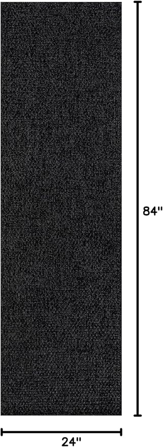 CAMILSON Indoor and Outdoor Runner Rug Dark Gray Black Solid Boho Woven Design Easy-Cleaning Non Shedding Farmhouse Living Room Bedroom Garden Patio and Kitchen Washable Outside Carpet Alfombras (2x7)-Ruum Studio Home