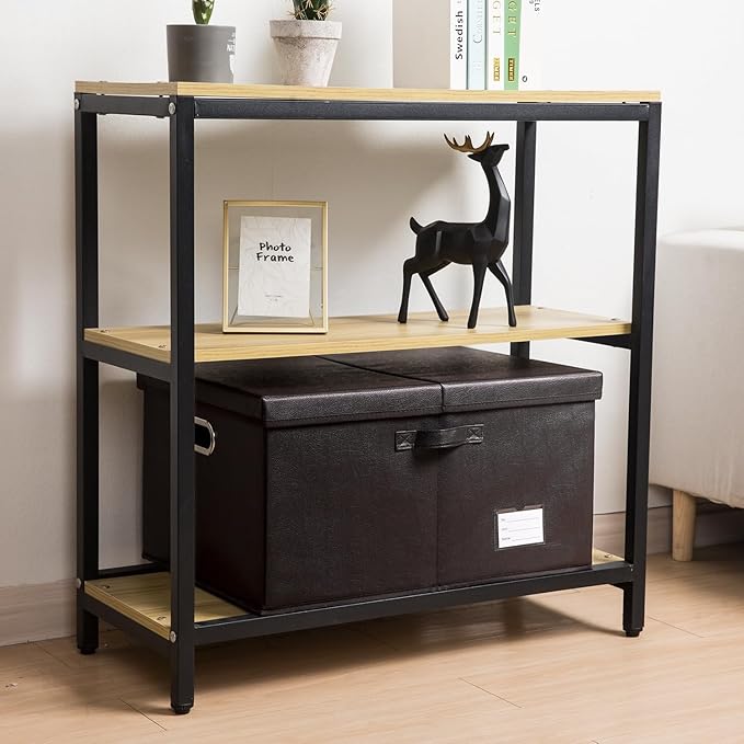 PRANDOM Collapsible Storage Box with Lid [1-Pack] Leather Fabric Foldable Storage Bin Organizer Container Basket Cube with Cover for Home Bedroom Closet Office Nursery Black (22.8X15.7X11.8)-Ruum Studio Home