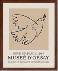 Poster Master Vintage Poster - Retro Minimalist Print - Gift for Artist, Friend - Dove Of Peace, Line Drawing, Sketch, Abstract - Wall Decor for Living Room, Bedroom, 16x20 Brown Framed-Ruum Studio Home