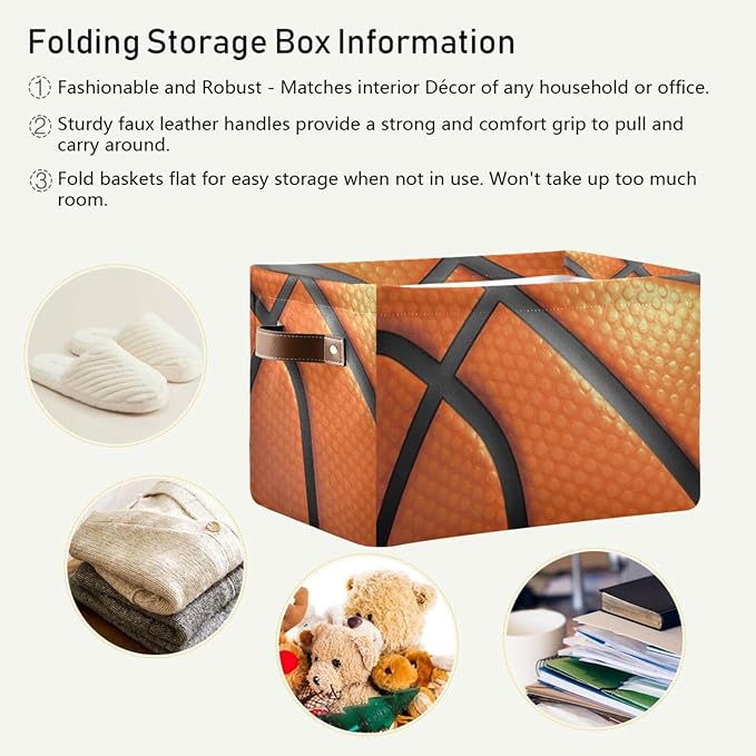 Storage Basket Bin Basketball Organizer Basket Collapsible Shelf Basket Cube with handle for Nursery Bedroom Bathroom, one sizex1-Ruum Studio Home