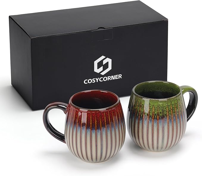 CosyCorner Ceramic Coffee Mugs, 17 oz Large Coffee Cups, Couple Coffee Mugs Set with Gift Box (A&B)-Ruum Studio Home
