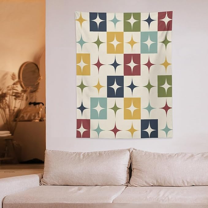 ICMOLYYENLO Boho Medieval Cat Tapestry, Abstract Atomic Starburst Geometric Aesthetic Art Wall Hanging For Bedroom Living Room Dormitory 40x60 Inches-Ruum Studio Home