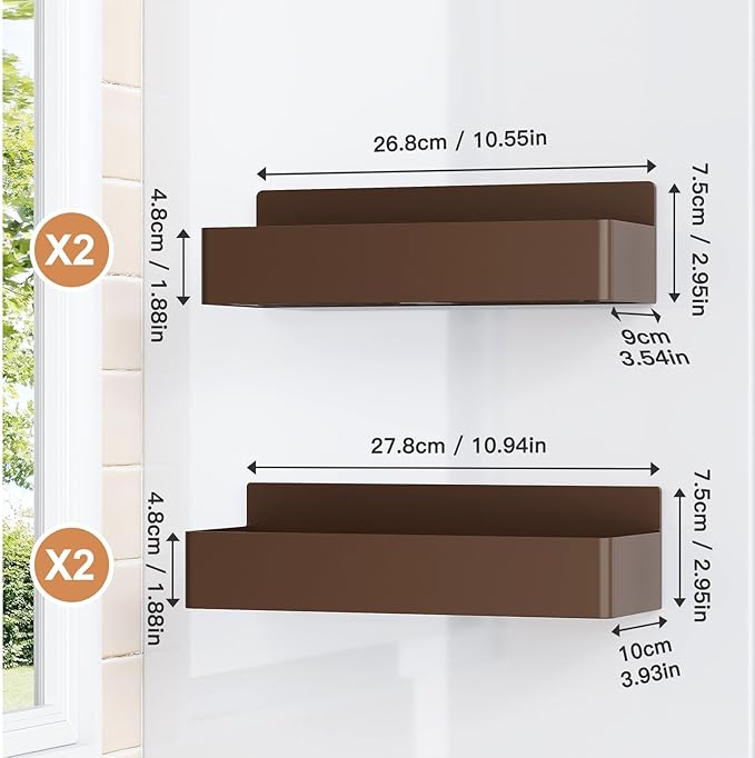 Magnetic Spice Rack for Refrigerator, Kitchen Organizer and Storage Shelf, Brown(4 Pack)…-Ruum Studio Home