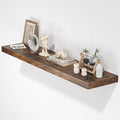 Floating Shelves for Wall, 48"W x 9.3"D x 1.5"H, Wooden Wall Mounted Display Shelf with Invisible Brackets for Living Room, Bedroom, Bathroom, Kitchen Decor and Storage, Set of 1, Rustic Brown-Ruum Studio Home