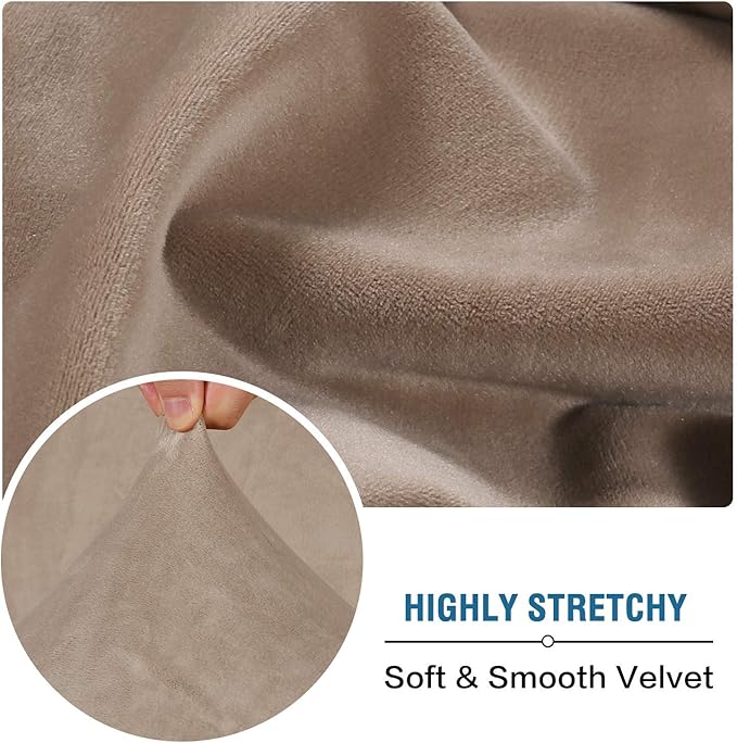 H.VERSAILTEX Velvet Stretch Couch Cushion Cover Plush Cushion Slipcover for Chair Loveseat Sofa Cushion Furniture Protector Seat Cushion Sofa Cover (3 Piece XL Sofa Cushion Covers, Taupe)-Ruum Studio Home