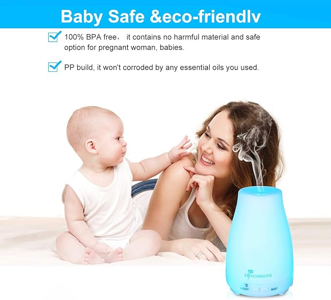 Diffuserlove Diffuser 2 Pack Essential Oil Diffuser 200ML Remote Control Ultrasonic Aromatherapy Diffuser Mist Humidifiers for Bedroom Office Yoga-Ruum Studio Home