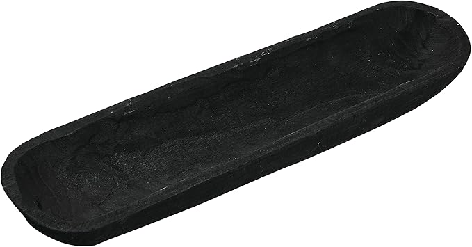 Creative Co-Op Decorative Paulownia Wood Bowl, Black-Ruum Studio Home