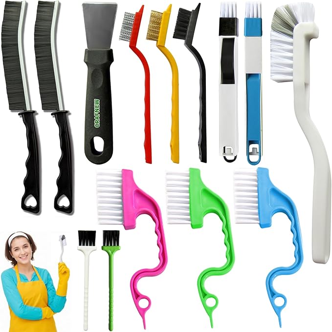 14Pcs Small Crevice Cleaning Brush Set, Groove Gap Cleaning Tool for Cleaning Kitchen,Bathroom, Corner, Sink,Door,Window Track,Cup-Ruum Studio Home