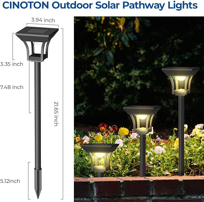 CINOTON 12 Pack RGBCW Solar Pathway Outdoor Lights, 3 Lighting Modes Solar LED Garden Lights, IP65 Waterproof Outside Solar Powered Landscape Lighting for Planter Lawn Pool Balcony RGB/Warm/Cold White-Ruum Studio Home