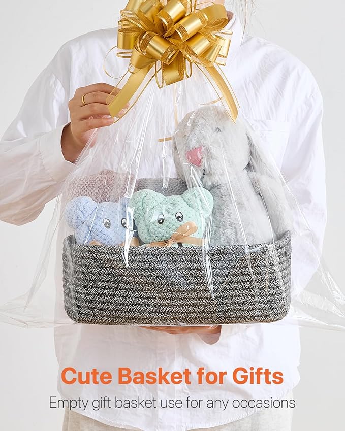 KALLAX Small Woven Basket, 12 x 8 x 4.5 Inches, Storage Basket for Organizing, Cute Small Rope Shelf Closet Cube Storage Bins Baskets for Shelves, Dog Toy Gift Baskets Empty, 3 Pack Mixed Black-Ruum Studio Home