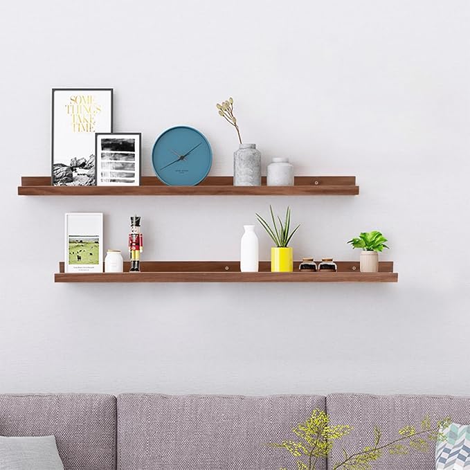 AZSKY Floating Shelves for Wall Bookshelf Wall Mount Light Walnut Picture Ledge Shelf 36 Inch Photo Picture Frames Display and Storage Shelves a Set of 2 for Bedroom Living Room Bathroom Kitchen-Ruum Studio Home