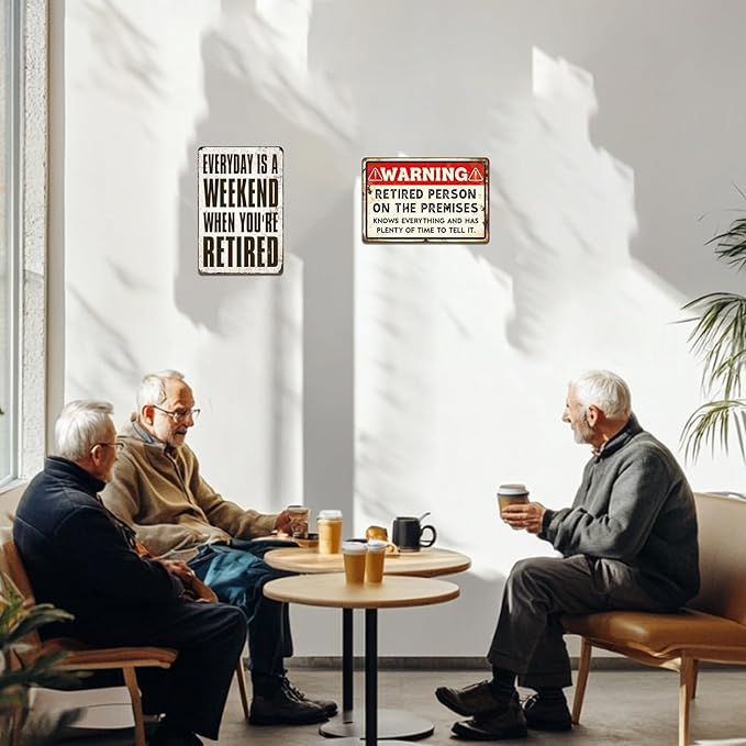 Funny Retirement Sign, Retired Gifts for Men - Happy Retirement Party Decorations for Women, Vintage Retirees Patio Metal Tin Signs Yard Door Frame Decor 8x12 Inch-Ruum Studio Home